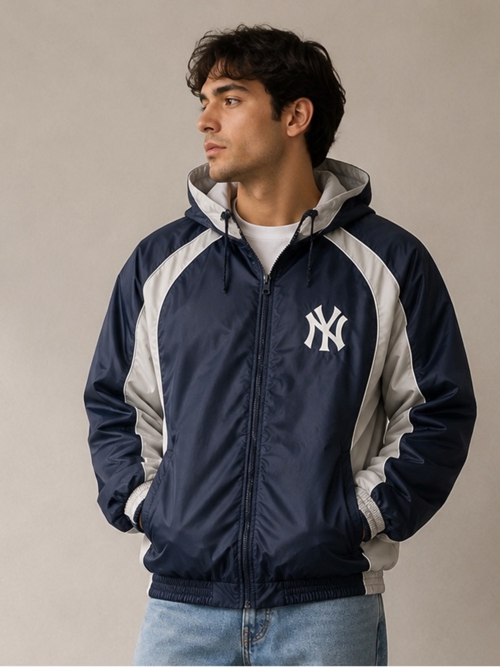 NY Yankees G-III Hooded Jacket 2XL/Oversized Fit MLB Full Zip Puffer Windbreaker